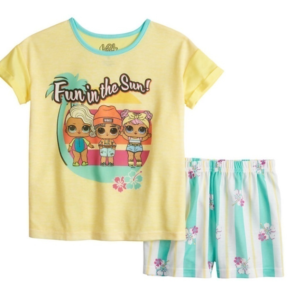 Nwt Lol Sunny Vibes Short Tee Pajama Set
